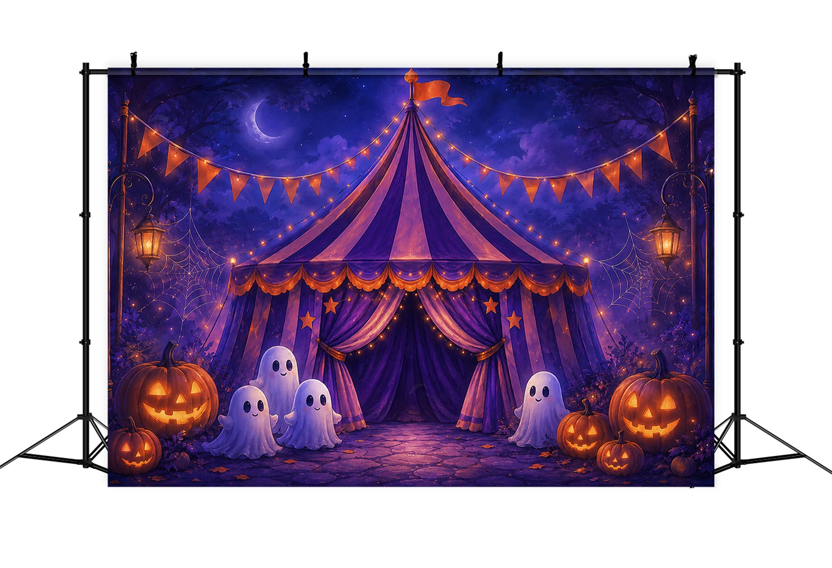 Freak Show Creepy Carnival Backdrop Purple Ghost Circus Tent Magicians Backdrop ZTT67-55