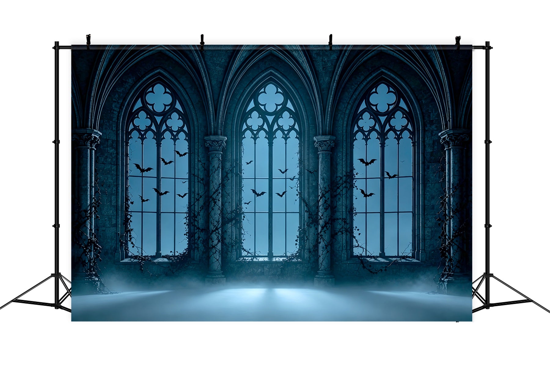 Vampire Backdrop Foggy Gothic Arched Windows Halloween Party Photo Backdrop Ideas ZTT67-59