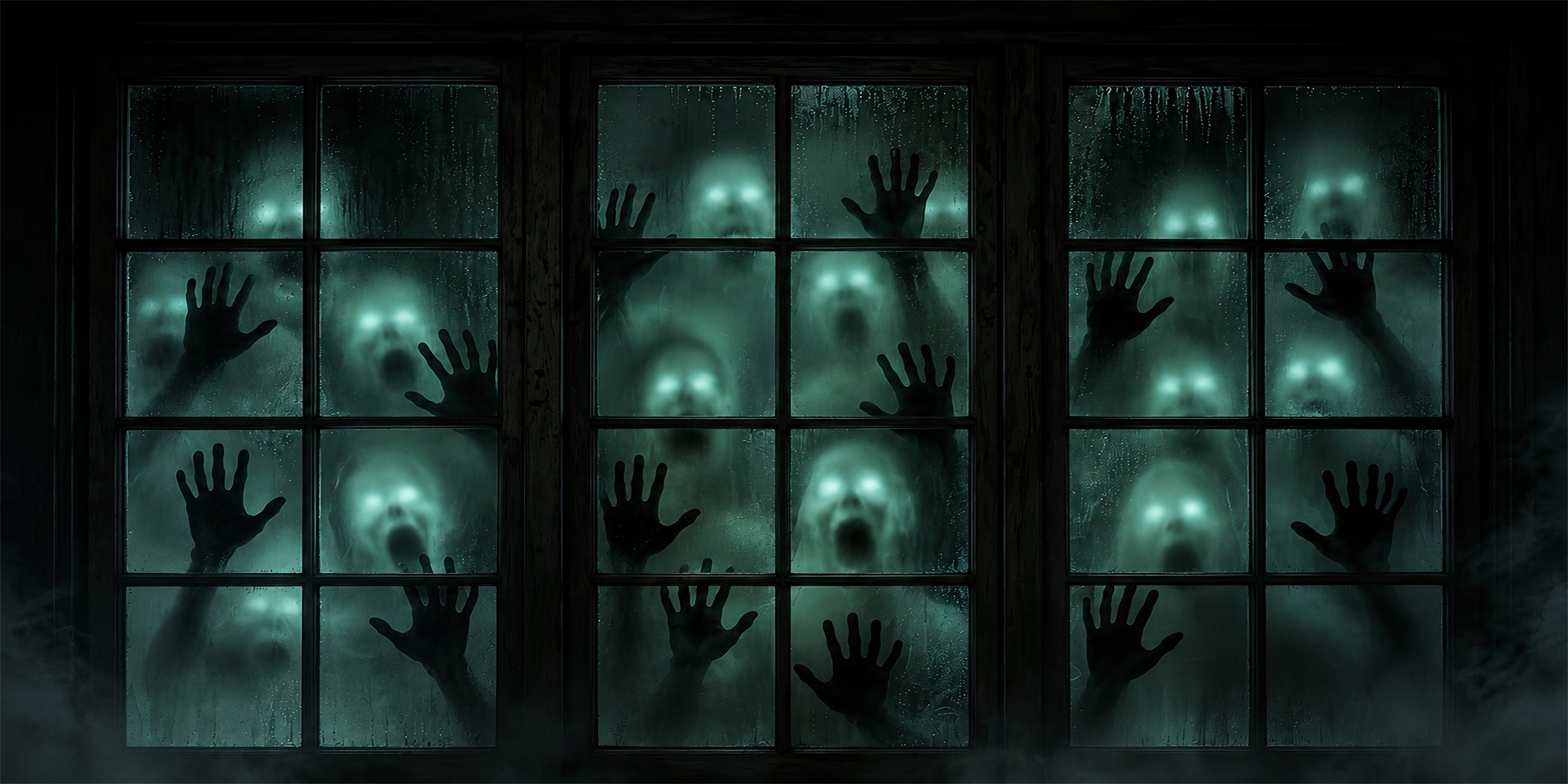 Scary Halloween Garage Door Cover Ghost Window Shadows Halloween Garage Door Cover ZTT68-1-2 car
