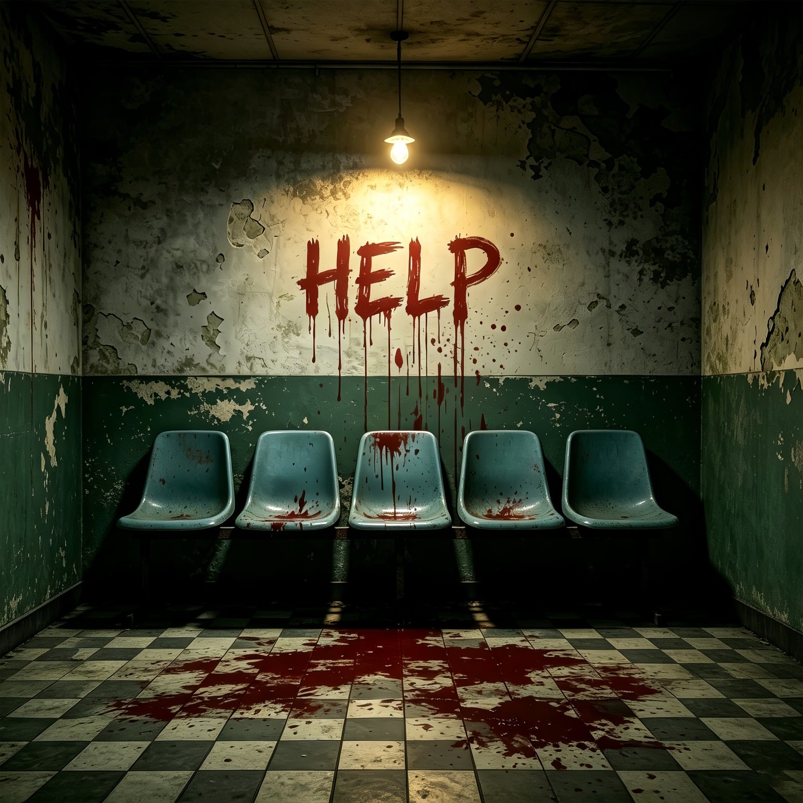 Haunted House Garage Door Cover Bloody Waiting Room Halloween Outdoor Garage Decorations ZTT68-15-1 car