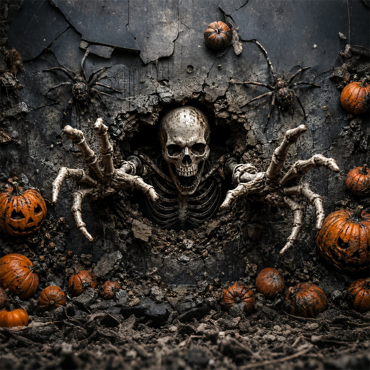 Spooky Halloween Garage Door Cover Skeleton Pumpkin Ruins Halloween Garage Door Cover ZTT68-2-1 car