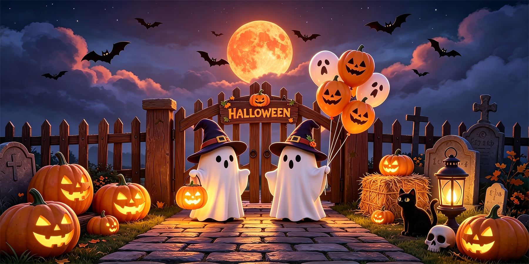 Pastel Halloween Garage Door Decor Cute Ghost Pumpkin Gate Halloween Garage Door Decor ZTT68-27-2 car