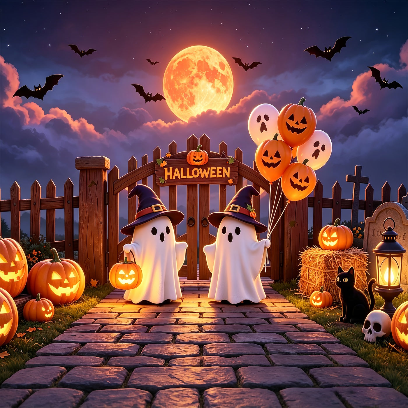 Pastel Halloween Garage Door Decor Cute Ghost Pumpkin Gate Halloween Garage Door Decor ZTT68-27-1 car