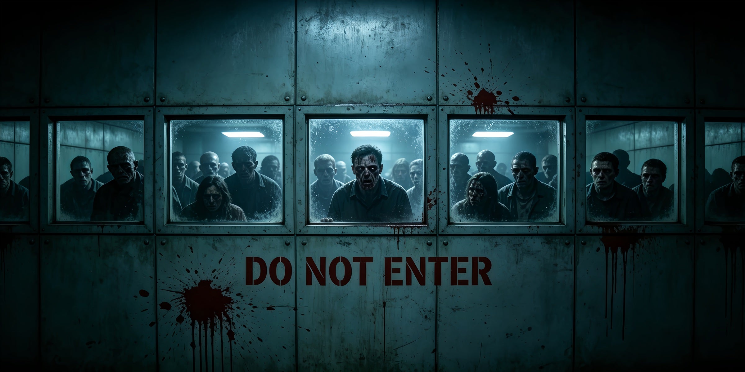Creepy Halloween Garage Door Decor Zombie Laboratory Windows Halloween Garage Door Decoration ZTT68-3-2 car