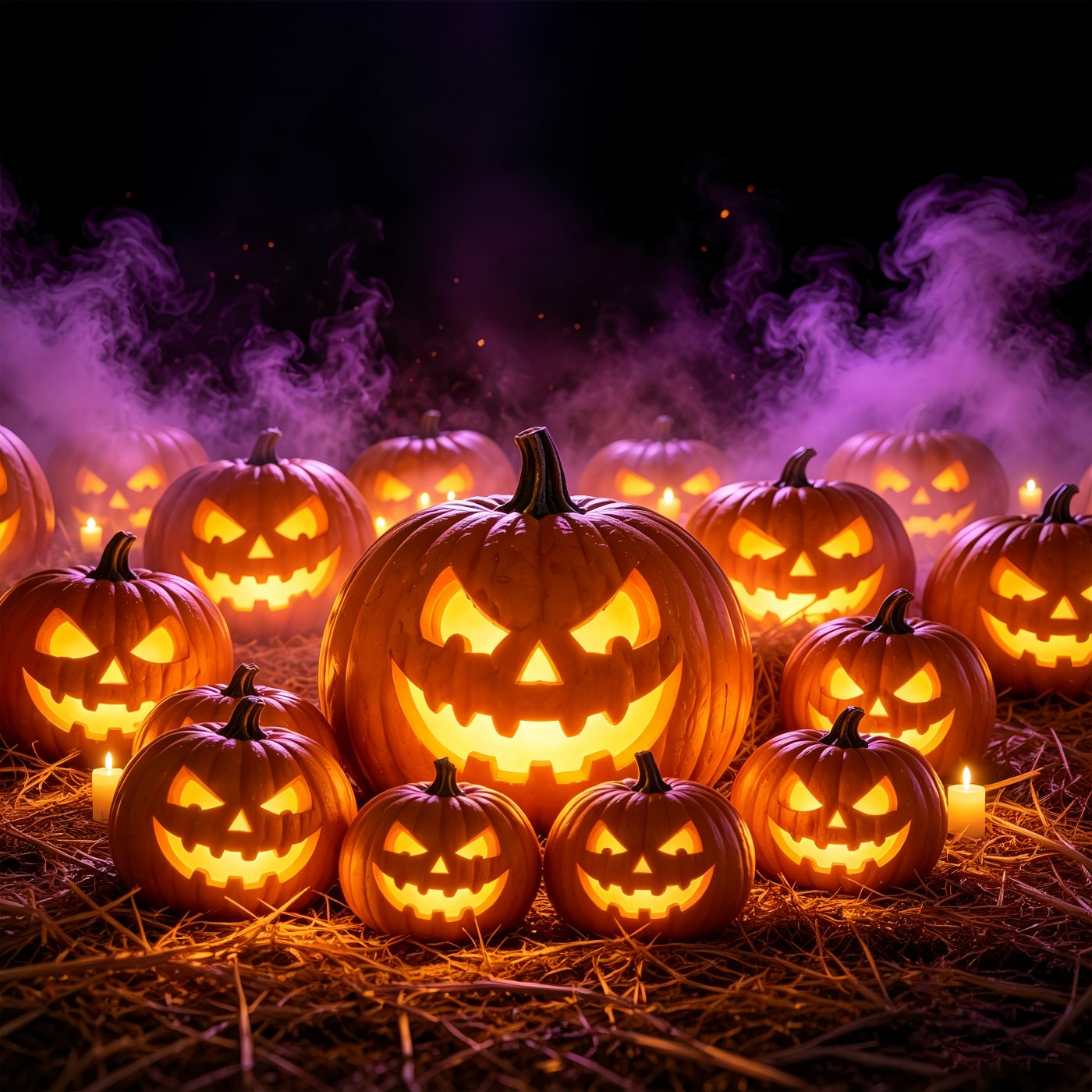 Pumpkin Halloween Garage Door Cover Purple Fog Jack O Lanterns Large Halloween Garage Door Cover ZTT68-30-1 car