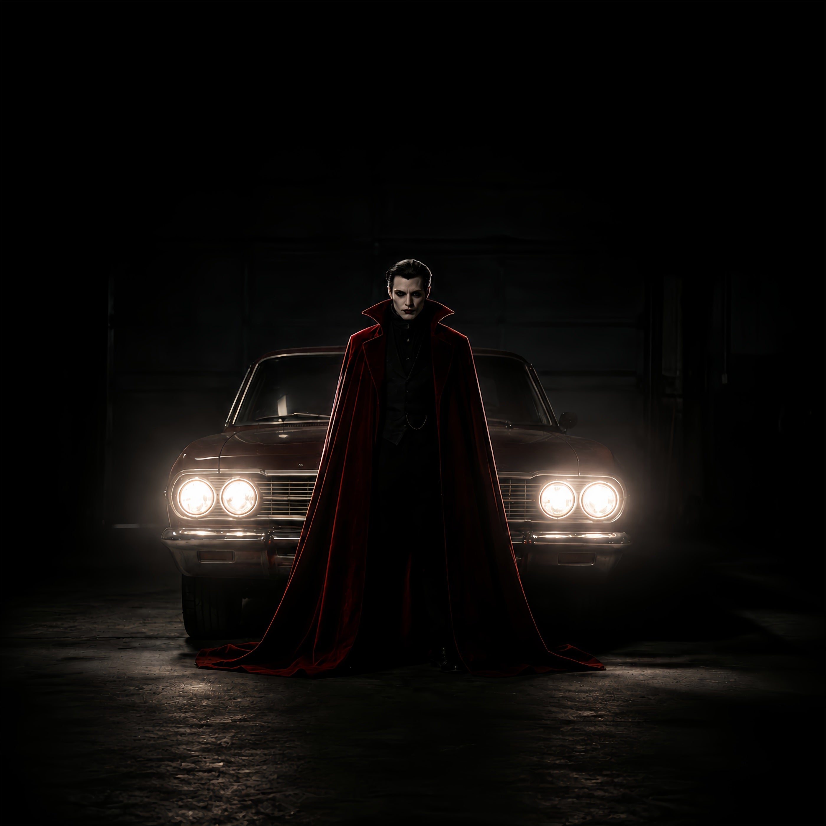 Vintage Halloween Garage Door Cover Vampire Car Headlights Halloween Garage Door Backdrop ZTT68-6-1 car