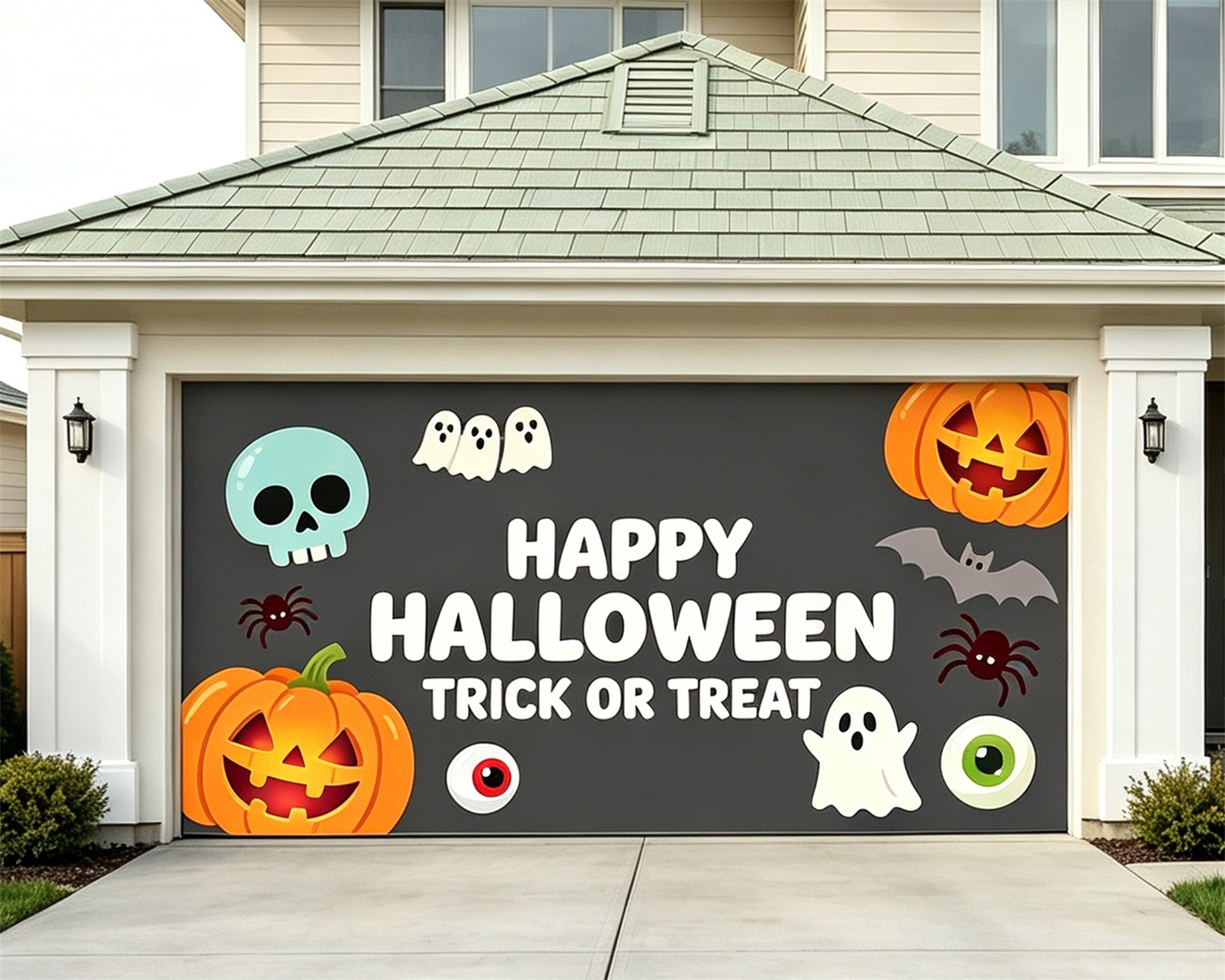 Cute Halloween Garage Door Decor Cartoon Pumpkin Ghosts Halloween Garage Door Poster ZTT68-7-2 car