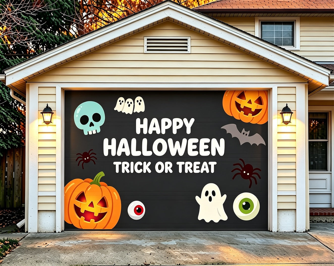Cute Halloween Garage Door Decor Cartoon Pumpkin Ghosts Halloween Garage Door Poster ZTT68-7-1 car