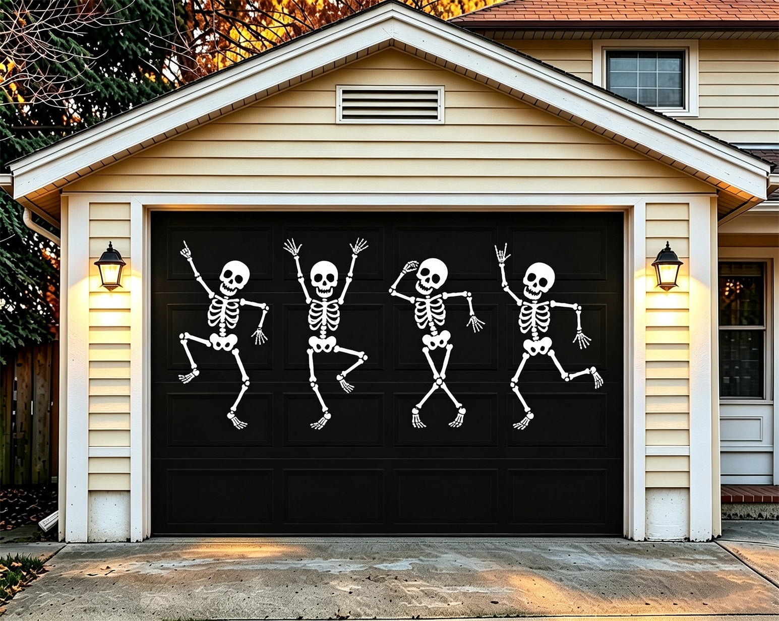 Funny Halloween Garage Door Cover Dancing Skeleton Door Halloween Garage Door Tapestry ZTT68-8-1 car