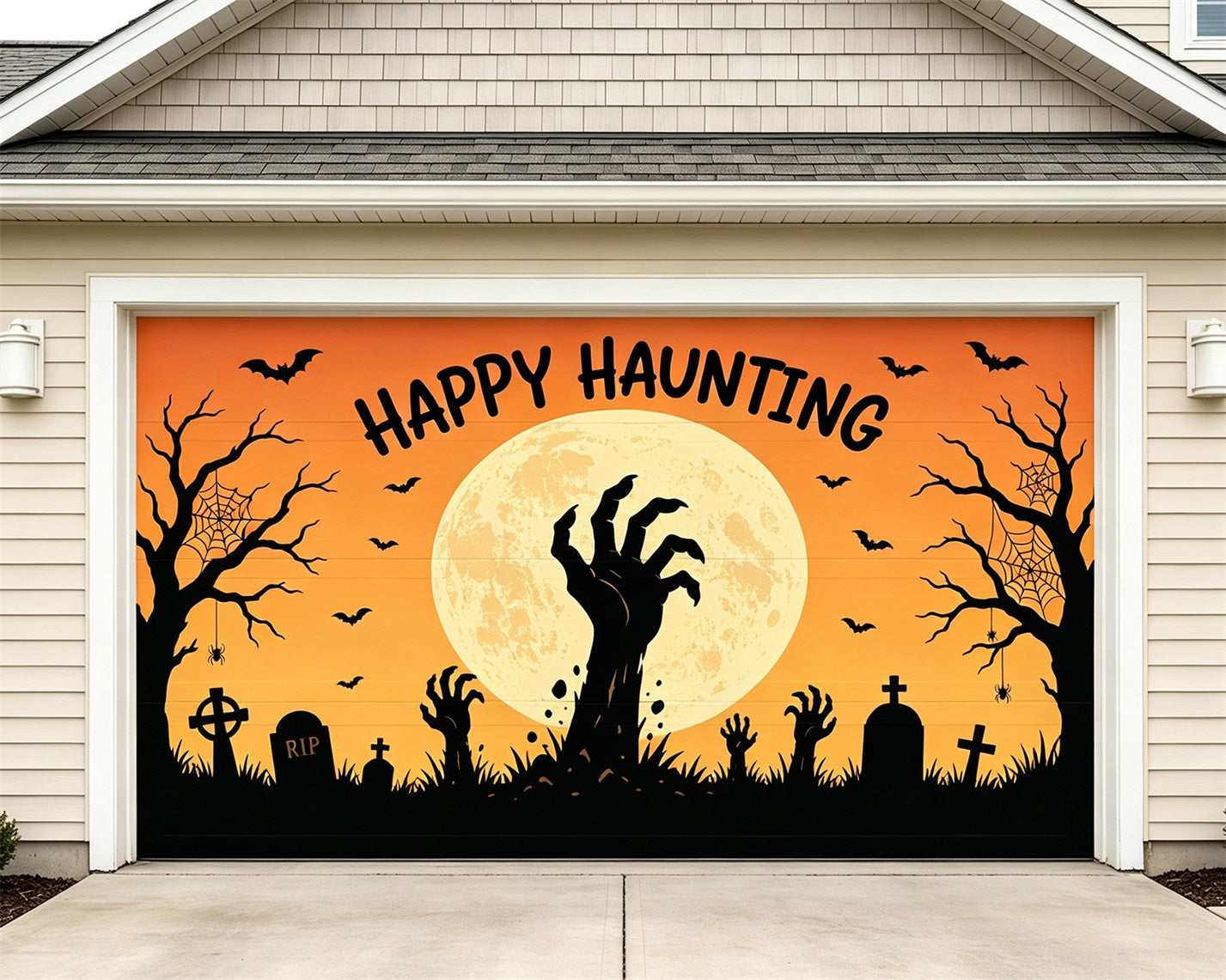 Dark Halloween Garage Door Cover Moonlit Graveyard Hands Halloween Garage Door Sign ZTT68-9-2 car