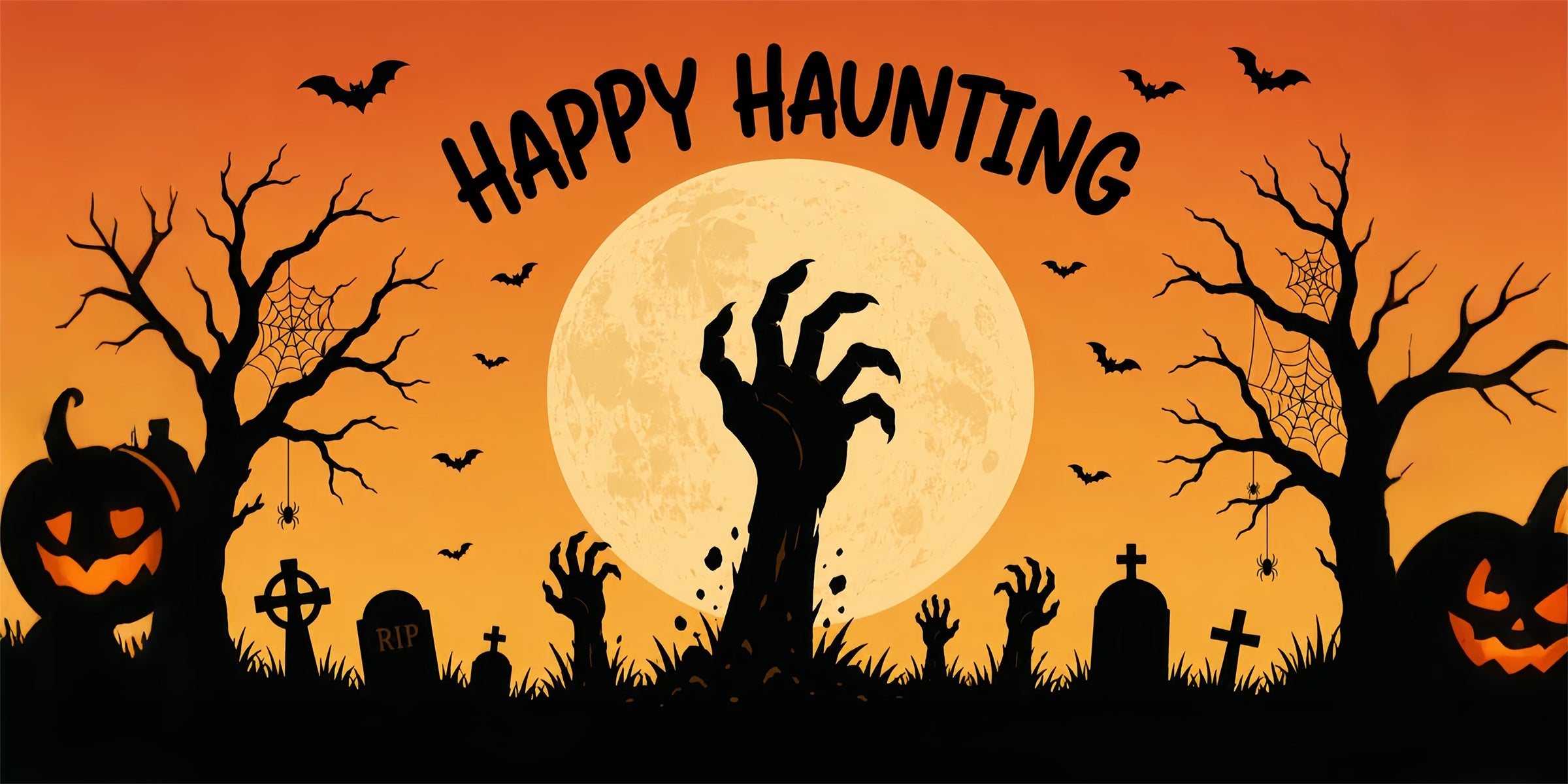 Dark Halloween Garage Door Cover Moonlit Graveyard Hands Halloween Garage Door Sign ZTT68-9-2 car