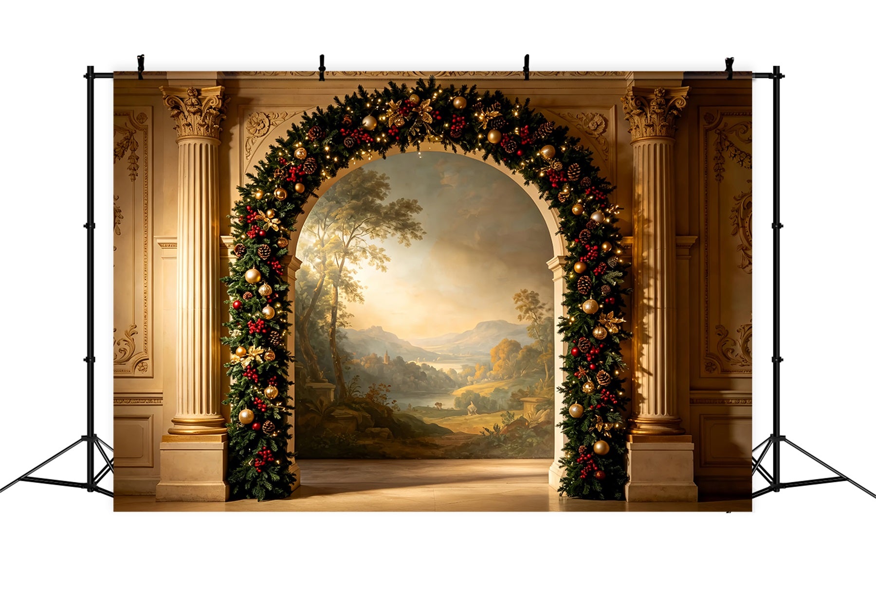 Victorian Christmas Backdrop Elegant Garland Archway Photography Christmas Backdrop ZTT69-26