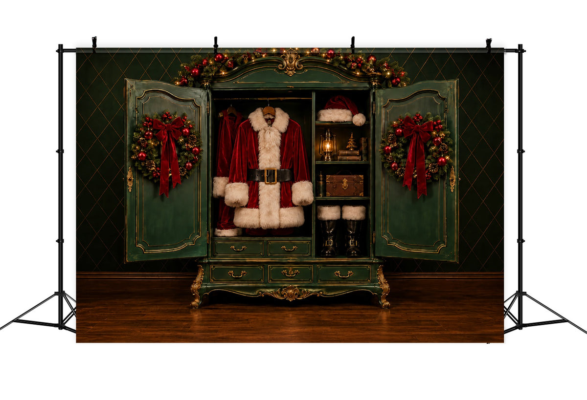 Santa Photo Backdrop Santa Suit Wardrobe Display North Pole Backdrop ZTT69-62