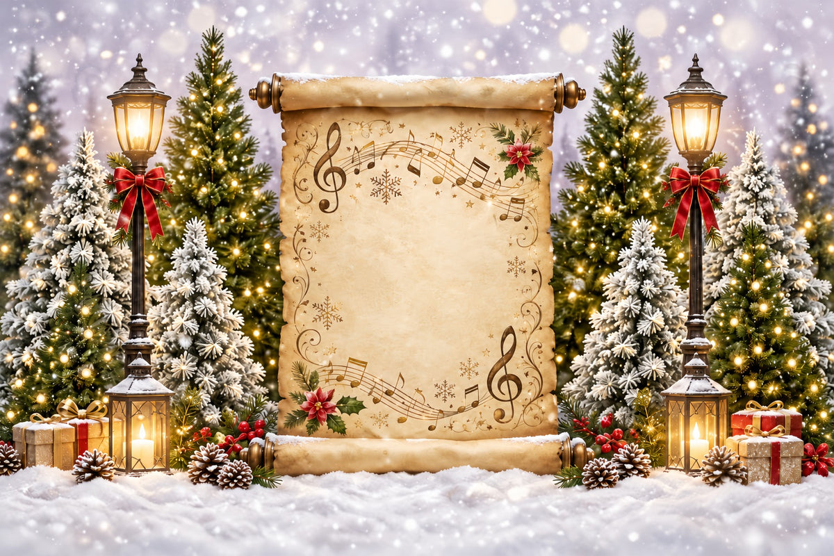Church Christmas Photo Backdrop Musical Scroll Winter Display Bethlehem Backdrop ZTT69-72