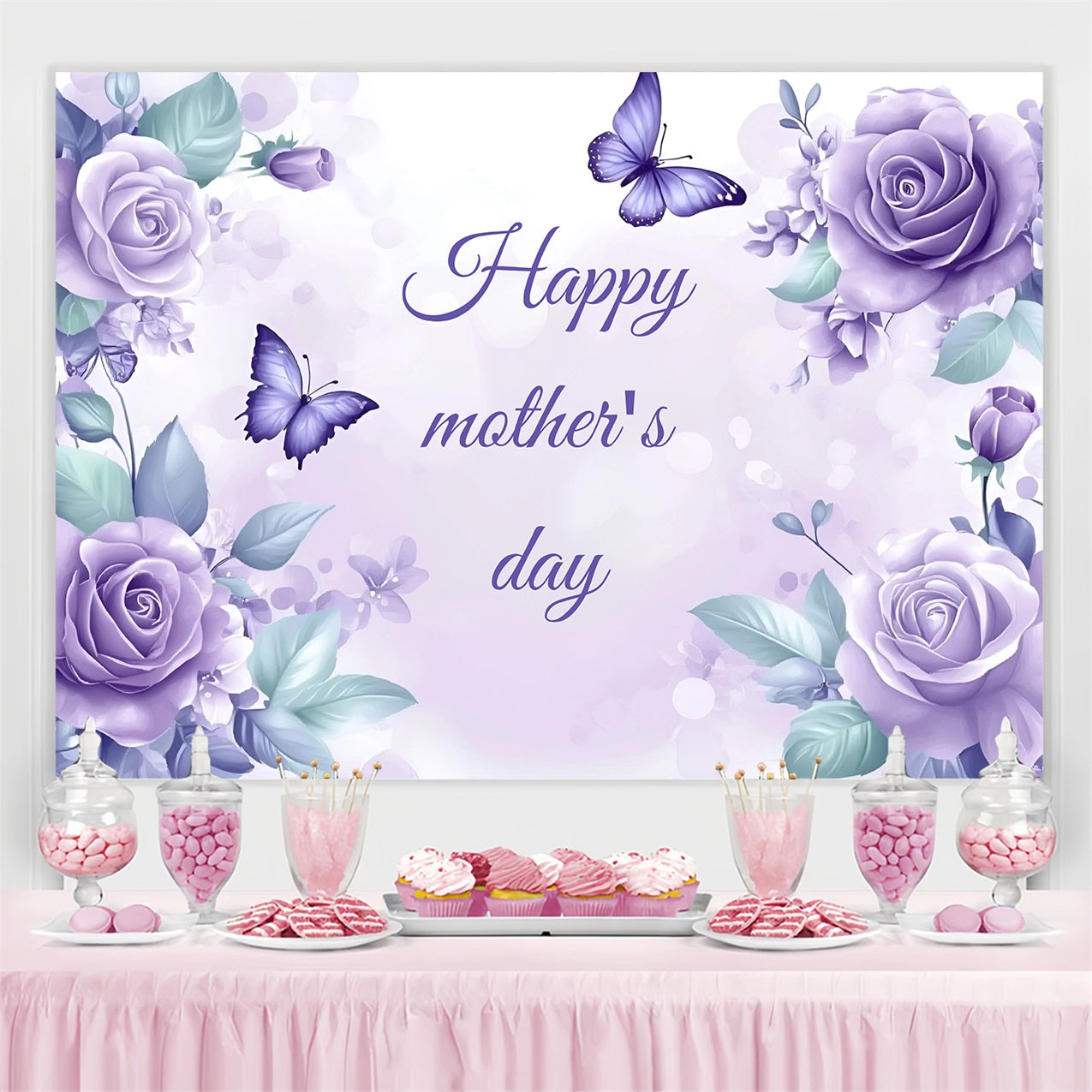 Mothers Day Backdrops Purple Floral Whispers Personalised Backdrop ZXY3-2