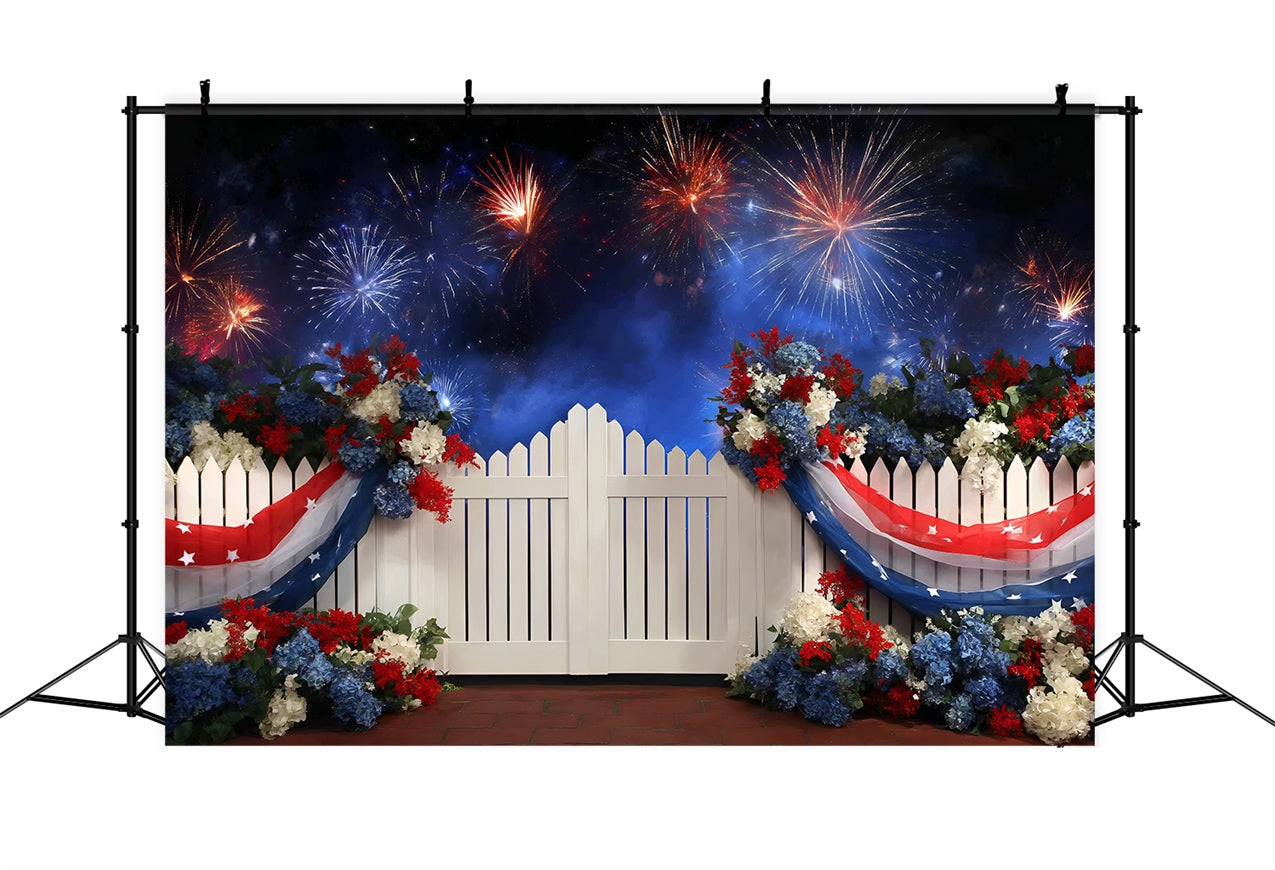 4th of July Fireworks Backdrop Fence Patriotic Garden Backdrop ZXY5-1