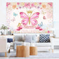 Pink Butterfly Flowers Custom Birthday Backdrop D780