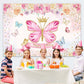 Pink Butterfly Flowers Custom Birthday Backdrop D780