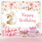 Flower Cute Rabbit Custom Birthday Party Backdrop M-02