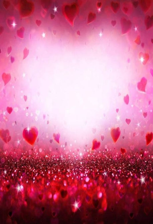 Red Pink Hearts Sparkle  Backdrop for Valentine Photos