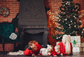 Fireplace Christmas Tree Photography Backdrops M1