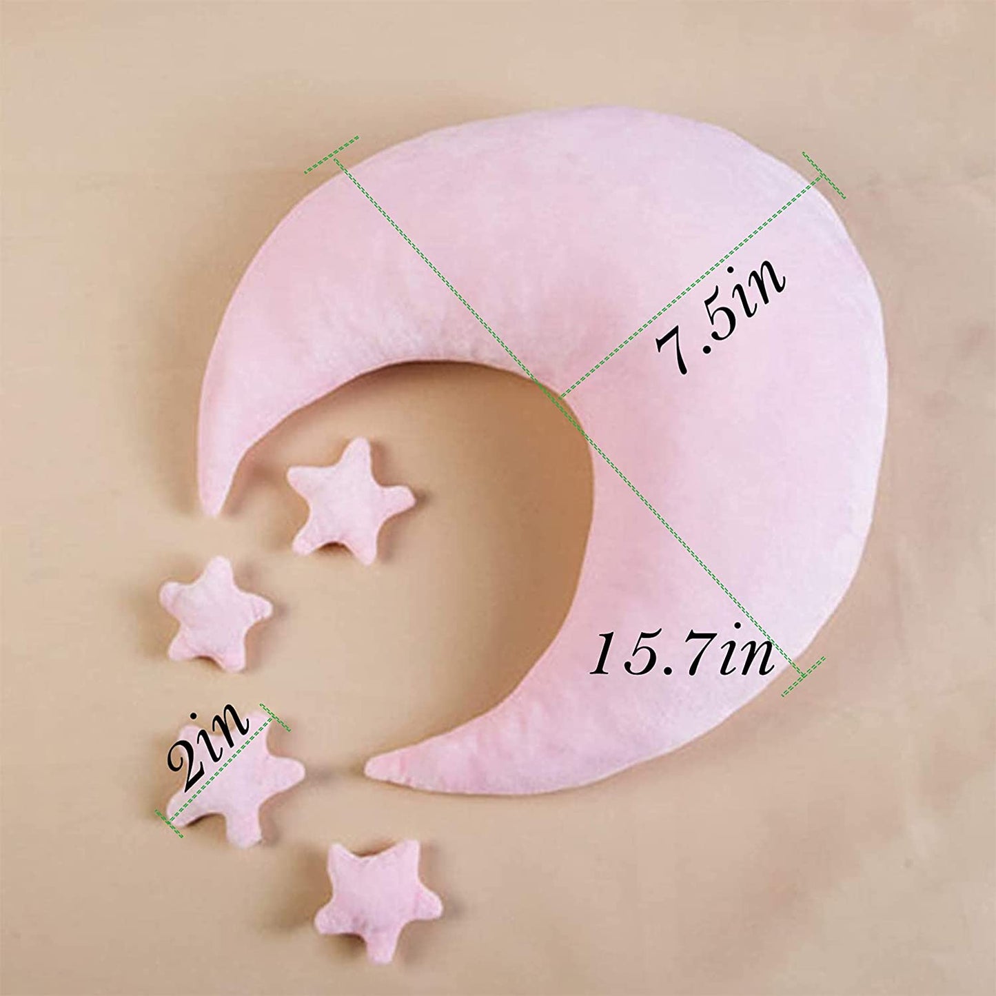 1+4pcs Newborn Baby Photography Prop Backdrop Crescent Moon Star Plush Pillow Set