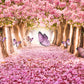 Pink Flower Tree  With Butterflies Backdrop S-2719
