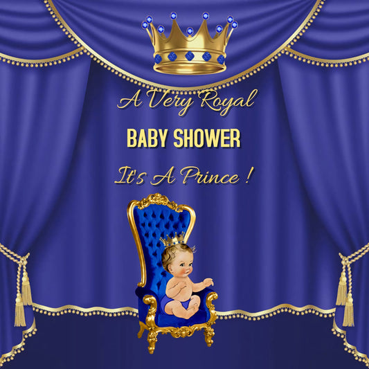 Custom Baby Shower Prince  Royal Blue Photography Backdrops BA16