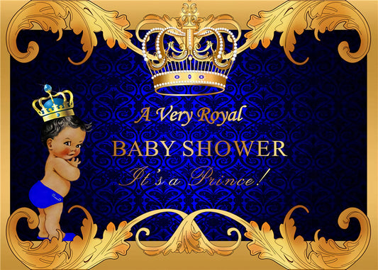 Royal Blue Boy Baby Shower Backdrop for Party Photography BA21