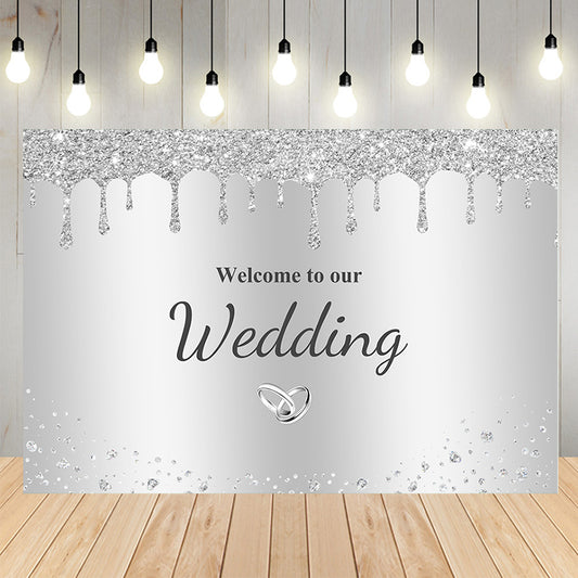 Sliver Glitter Wedding Custom Backdrop Banner BP-012