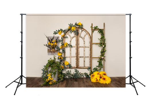 Spring Yellow Flowers Decorations Photography Backdrop Designed by Beth Hrachovina BE01