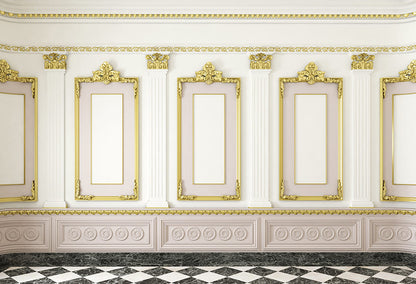 Majestic Interior White and Gold Wall Backdrop D1008