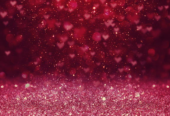 Pink Shinny Hearts Valentine's Day Backdrop D1032 – Dbackdrop