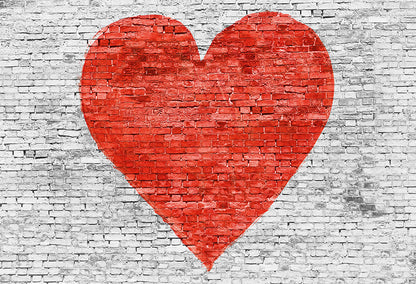 Love Heart Vintage Brick Wall Backdrop