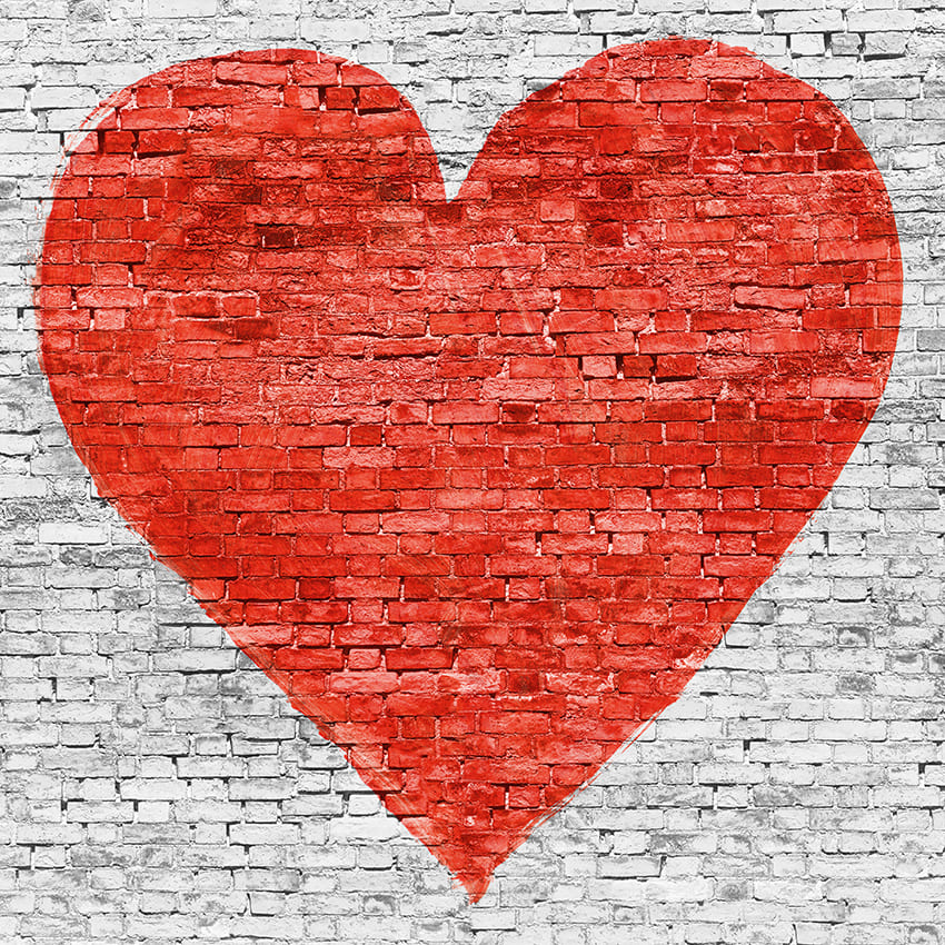 Love Heart Vintage Brick Wall Backdrop D1046