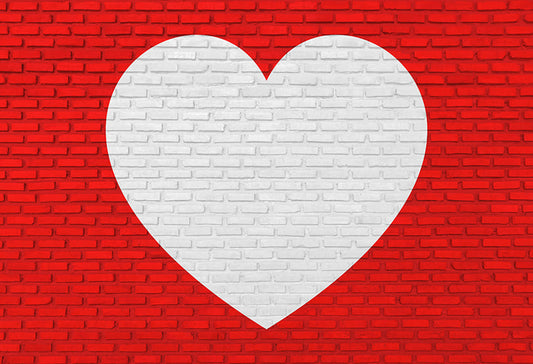 Red Brick Wall Love Heart Valentine Backdrop 