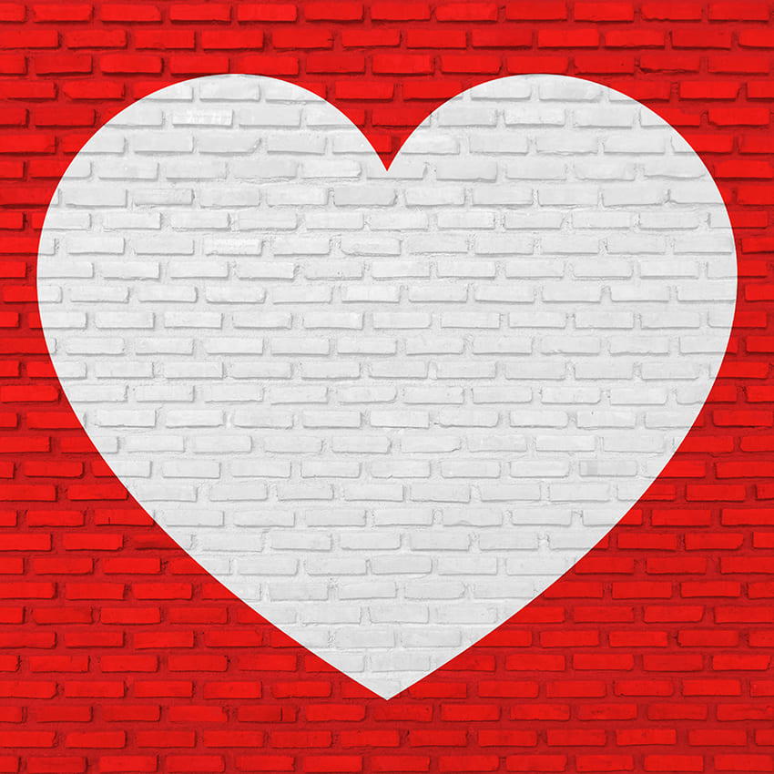 Red Brick Wall Love Heart Valentine Backdrop D1047