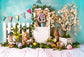 Easter Bunny Eggs Colorful Flowers Backdrop 