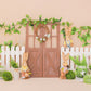 Easter Barn Door Bunny Flowers Photo Backdrop D1054