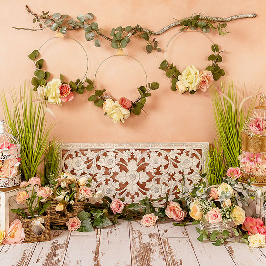 Spring Hanging Flowers Garland Photography Backdrop D1056