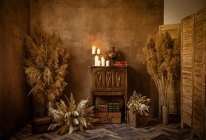 Boho Screen Pampas Grass Vintage Backdrop D1063
