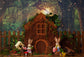 Forest Bunny Tree House Easter Backdrop
