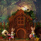Forest Bunny Tree House Easter Backdrop D1077