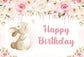 Flower Cute Rabbit Custom Birthday Party Backdrop