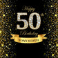 Gold and Black 50th Personized Birthday Photography Backdrop D604
