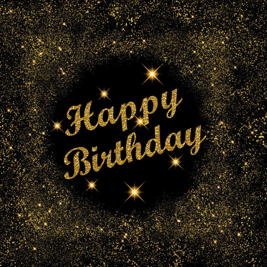 Happy Birthday Banner Gold Sparkle Photography Backdrop D606