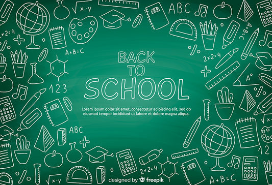 Back to School Backdrop Chalk Drawing Green Chalkboard Backdrop D644