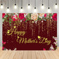 Mother's Day Burgundy Floral Glitter Confetti Photography Backdrop