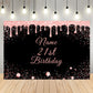 21st Birthday Custom Pink Black Backdrop Banner D728