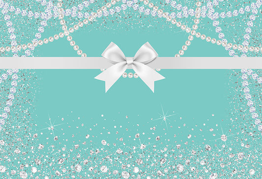 Pearls and Dimonds Aqua Green Baby Shower Birthday Backdrop